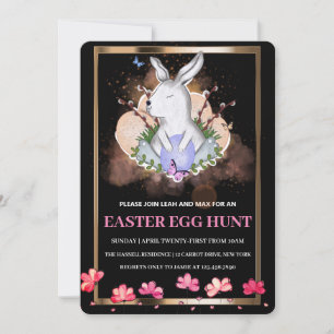 Easter Bunny, Floral  Brunch Egg Hunt Invitation