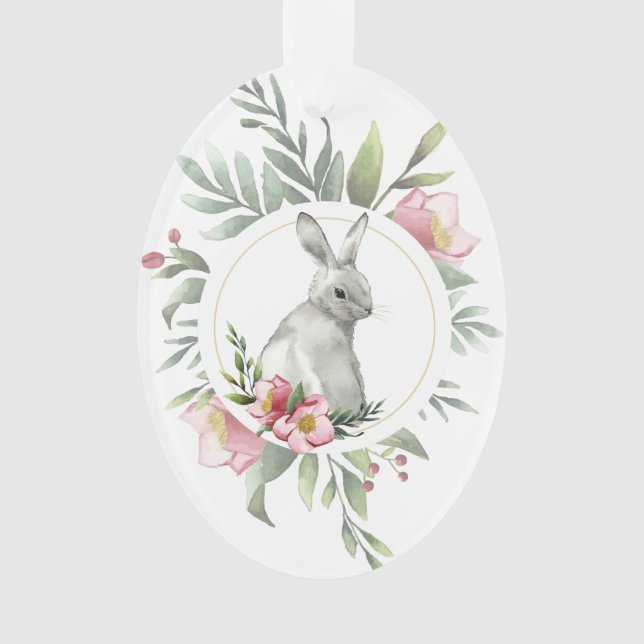 Easter Bunny Floral design Ornament (Front)
