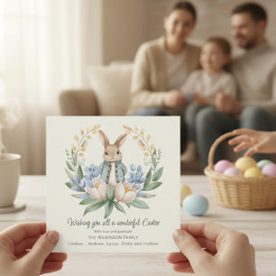 Easter bunny Floral Easter Greeting Card