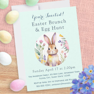Easter Bunny Floral Egg Hunt & Brunch Invitation