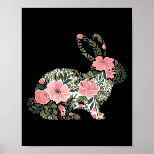 Easter Bunny Floral Spring Rabbit Cute Bunny Women Poster