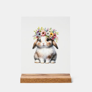 Easter Bunny for Women Girls - Easter Bunny Flower Acrylic Sign