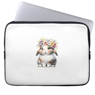 Easter Bunny for Women Girls - Easter Bunny Flower Laptop Sleeve