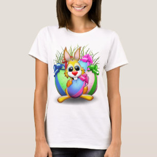Easter Bunny Funny and Cute Character Biting an Eg T-Shirt