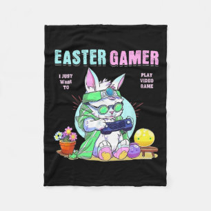 Easter Bunny Funny Gamer Video Game Boys Girls Fleece Blanket