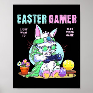 Easter Bunny Funny Gamer Video Game Boys Girls Poster