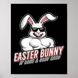 Easter Bunny Funny Gym Gymer Body Poster