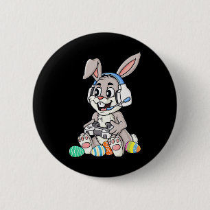 Easter Bunny Gamer Fun Eggs Gaming Toddler Boys Ki 6 Cm Round Badge