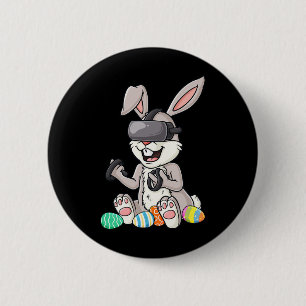 Easter Bunny Gamer Fun Eggs Gaming Toddler Boys Ki 6 Cm Round Badge