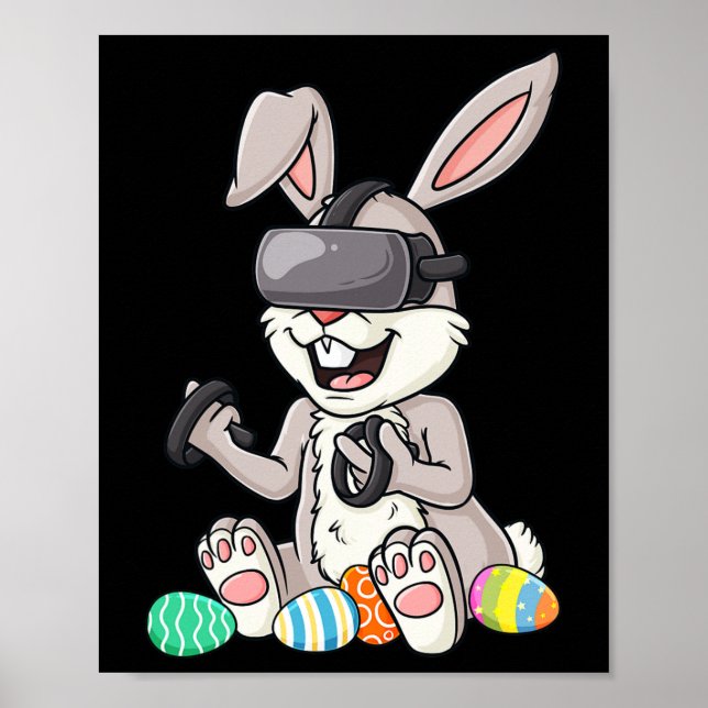 Easter Bunny Gamer Fun Eggs Gaming Toddler Boys Ki Poster (Front)