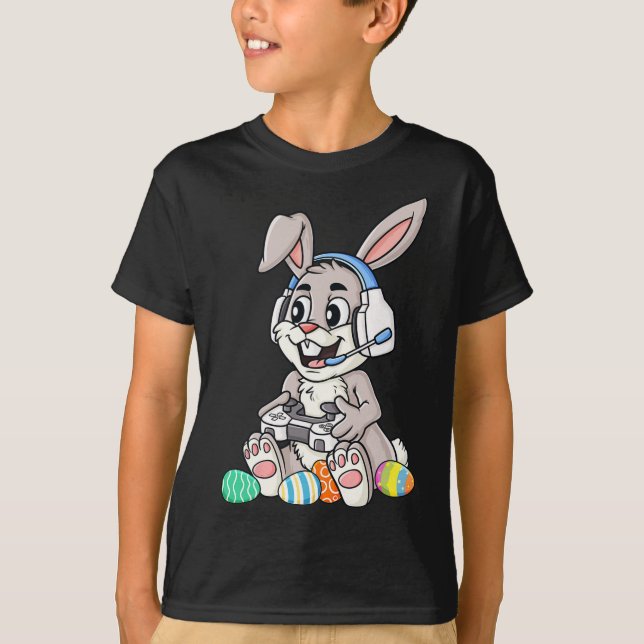 Easter Bunny Gamer Fun Eggs Gaming Toddler Boys Ki T-Shirt (Front)