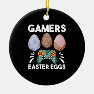 Easter Bunny Gamer Gaming Boy Love Easter Eggs Ceramic Ornament