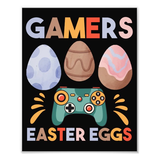 Easter Bunny Gamer Gaming Boy Love Easter Eggs Photo Print (Front)