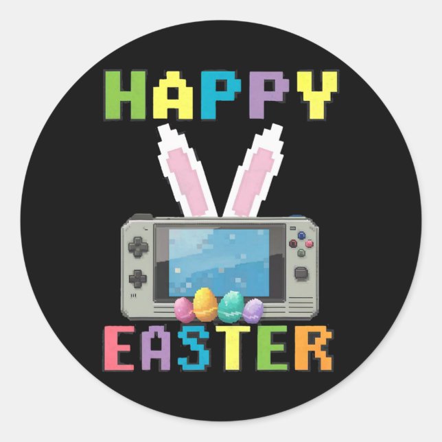 Easter Bunny Gamer With Video Game Controller  Classic Round Sticker (Front)