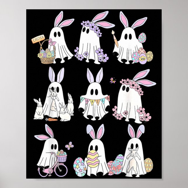 Easter Bunny Ghost Spooky Easter Day Rabbit Lover Poster (Front)