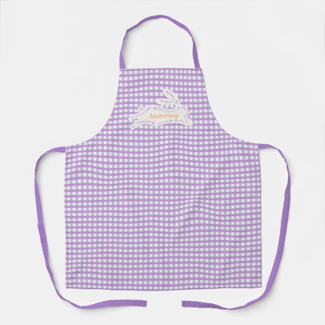 Easter Bunny Gingham Custom Apron (Front)