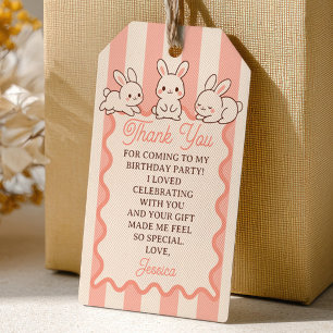 Easter Bunny Girl 1st Birthday Party Thank You Gift Tags
