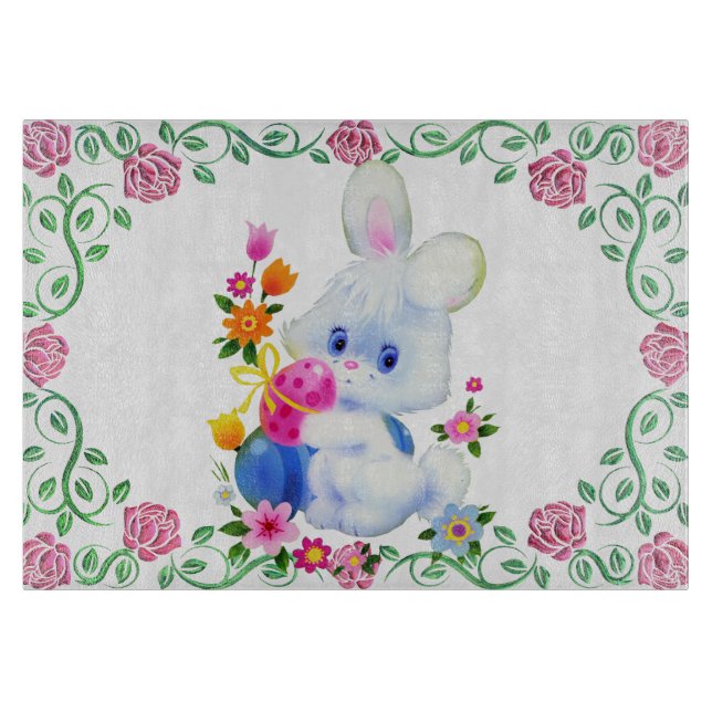 Easter Bunny Glass cutting board (Front)
