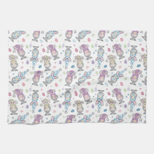 Easter Bunny Gnome Pattern Tea Towel
