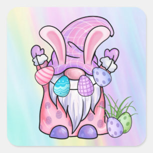 Easter Bunny Gnome  Square Sticker