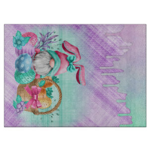 Easter Bunny Gnome With Basket Eggs Cutting Board