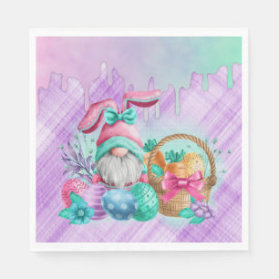 Easter Bunny Gnome With Basket Eggs Napkin
