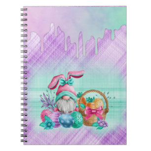 Easter Bunny Gnome With Basket Eggs Notebook