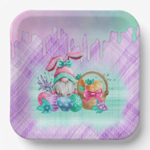 Easter Bunny Gnome With Basket Eggs  Paper Plate