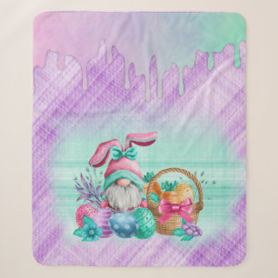 Easter Bunny Gnome With Basket Eggs     Sherpa Blanket
