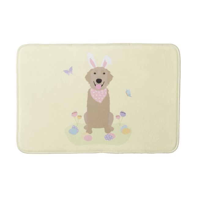 Easter Bunny Golden Retriever Bath Mat (Front)