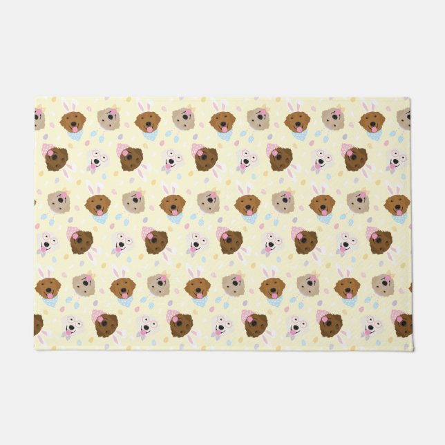 Easter Bunny Golden Retriever Pattern Doormat (Front)