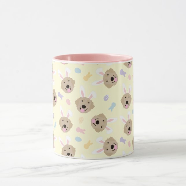 Easter Bunny Golden Retriever Pattern  Mug (Center)