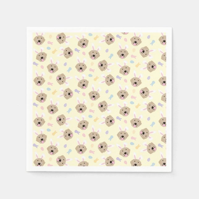 Easter Bunny Golden Retriever Pattern  Napkin (Front)