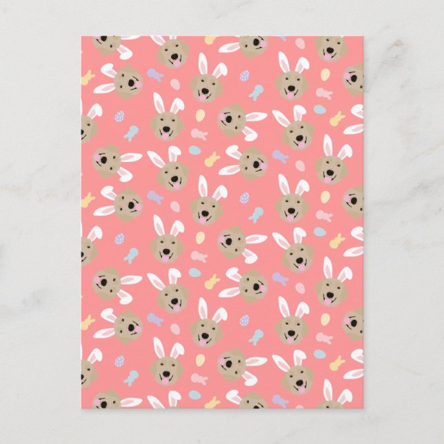 Easter Bunny Golden Retriever Pattern Postcard (Front)