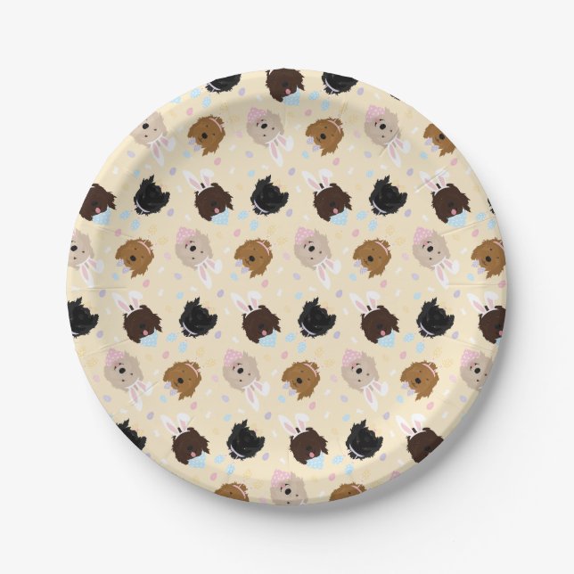 Easter Bunny Goldendoodle Dogs Paper Plate (Front)