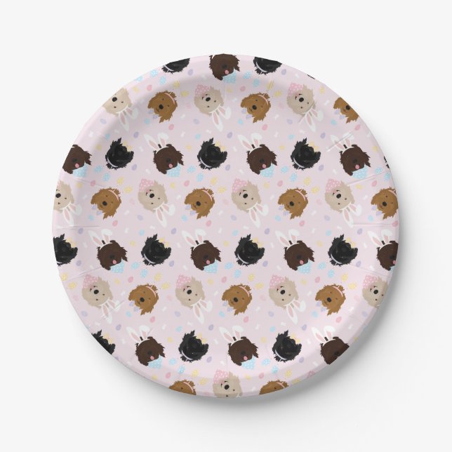 Easter Bunny Goldendoodle Dogs Paper Plate (Front)