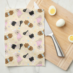 Easter Bunny Goldendoodle Dogs Tea Towel