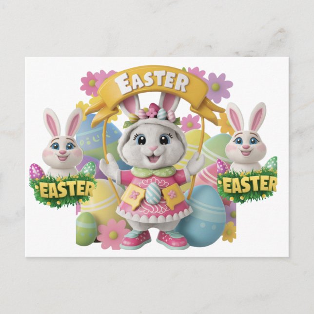Easter Bunny Graphic Invitation Card (Front)