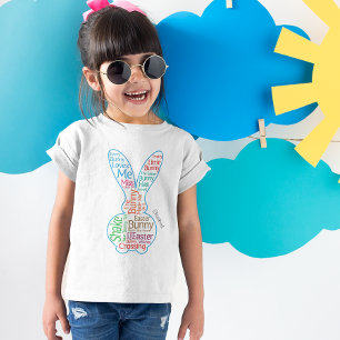Easter Bunny Graphic Word Cloud with Name Girl T-Shirt