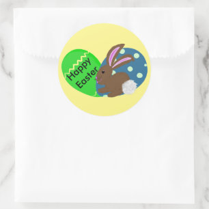 Easter Bunny Green Blue Easter Eggs Classic Round Sticker