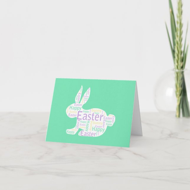Easter Bunny, green Holiday Card (Front)