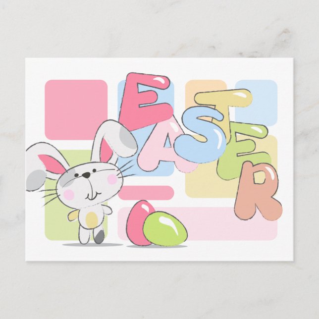 Easter Bunny Greeting Holiday Postcard (Front)