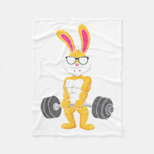 Easter Bunny Gym Fitness Workout Men Boys Kids Fleece Blanket