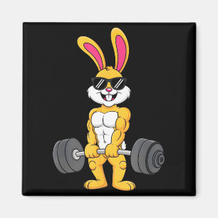 Easter Bunny Gym Fitness Workout Men Boys Kids Magnet