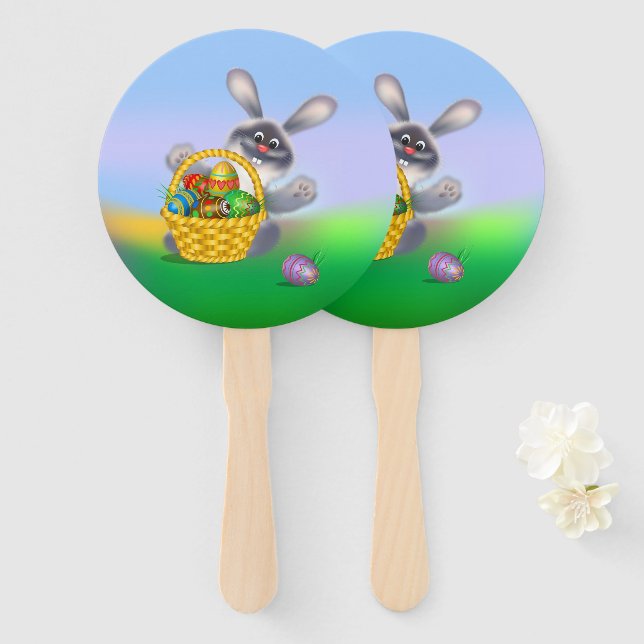 Easter Bunny Hand Fan (Front and Back)