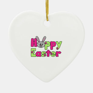 Easter Bunny Happy Easter Eggs Ceramic Ornament