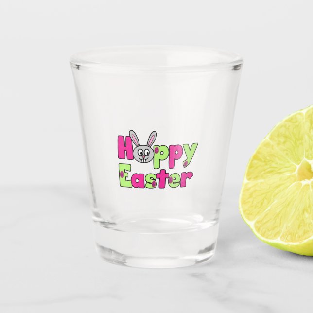 Easter Bunny Happy Easter Eggs Shot Glass (Front)