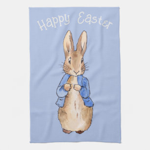 Easter Bunny Happy Easter greeting Tea Towel