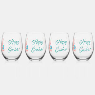 Easter Bunny Happy Easter Stemless Wine Glass