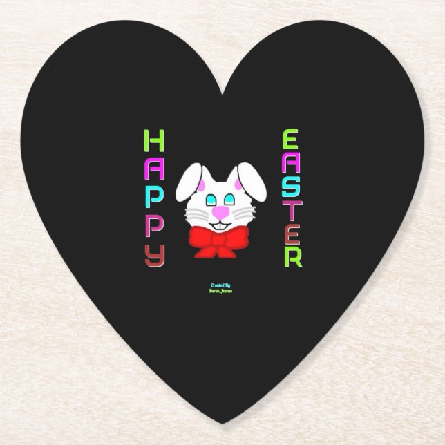 Easter Bunny Heart Paper Coaster (Front)